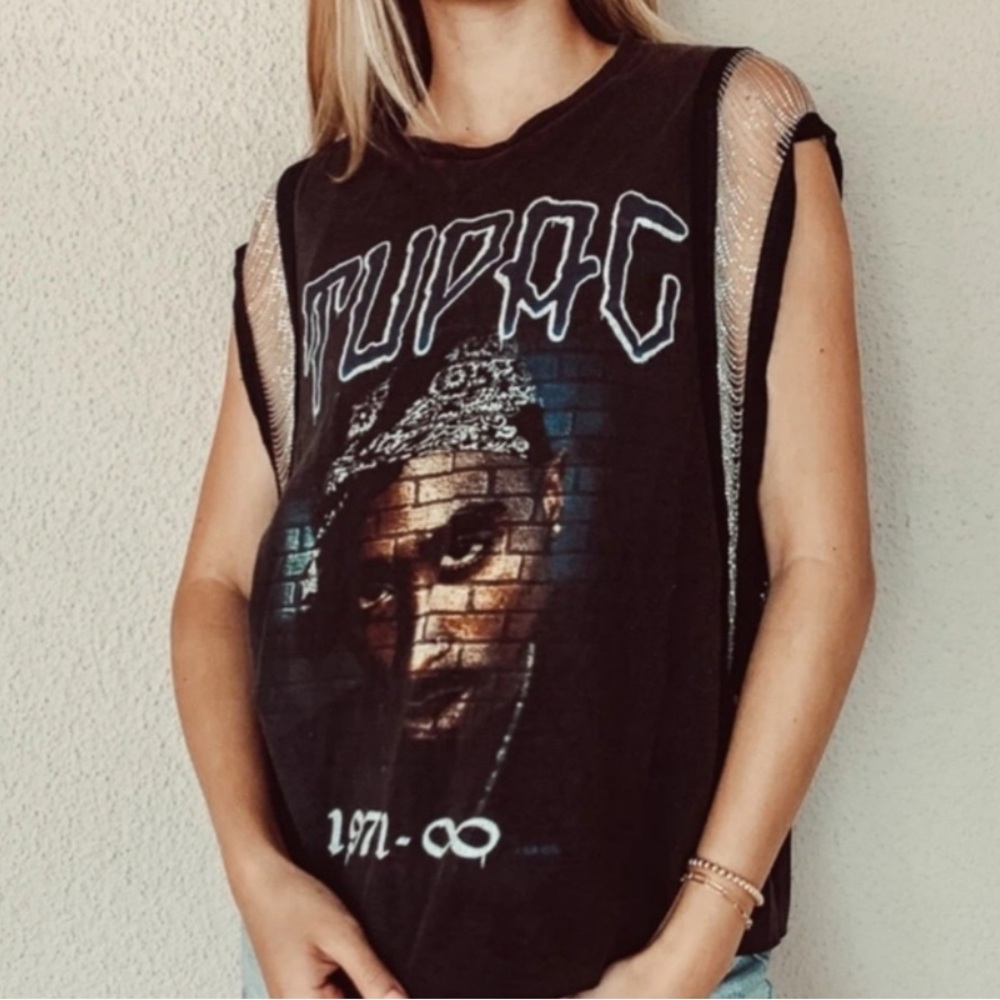 Vintage Tupac Custom Embellished ChainsTee